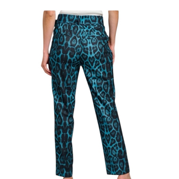 Animal Print Belted Pant in Teal and Black - Picture 4 of 4